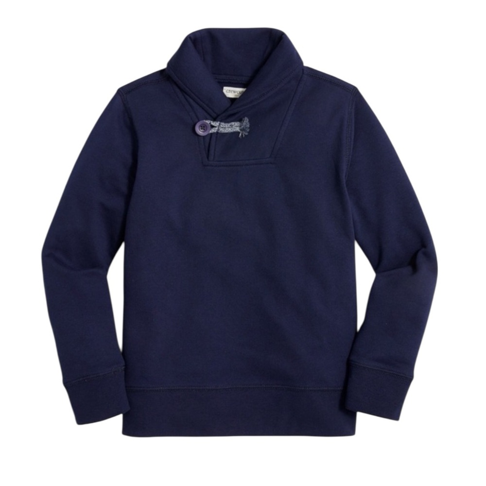 NWT Crewcuts Boys Navy Blue Fleece Shawl Collar Top Sweatshirt Classic Preppy‎